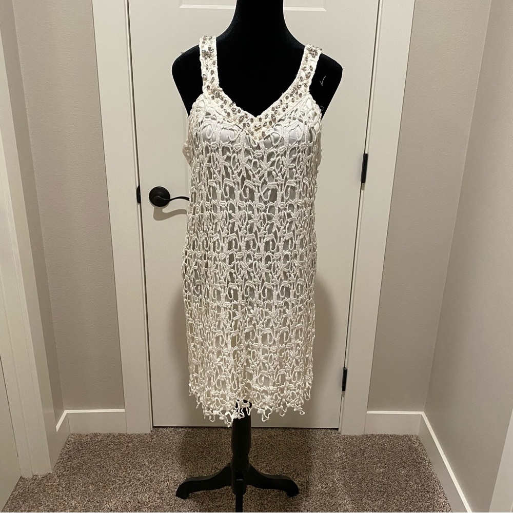 Marchesa Cream Lace Mini Dress